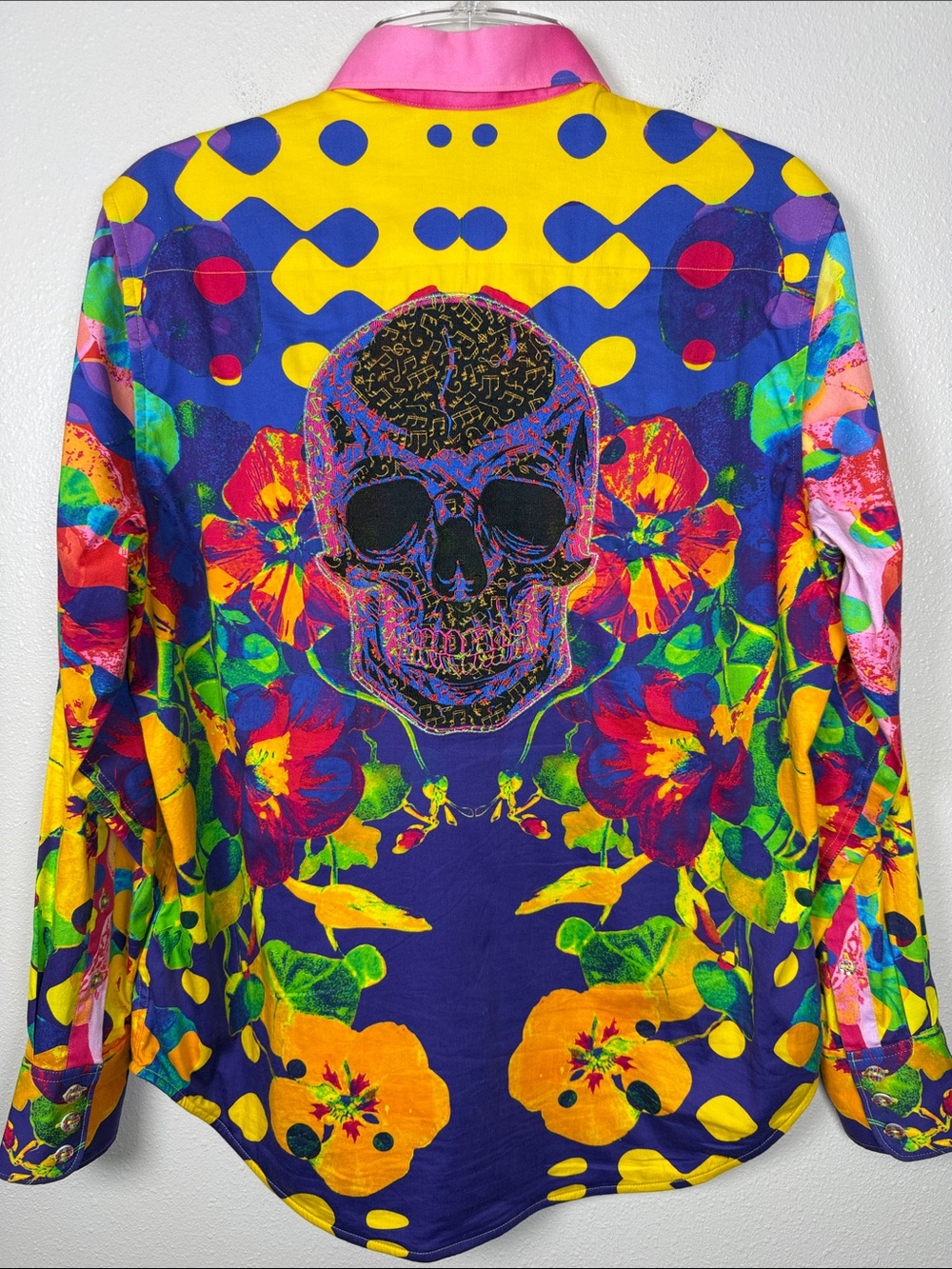 Robert Graham Crystal Ship Numbered Limited M Blacklight Signature Skull Shirt